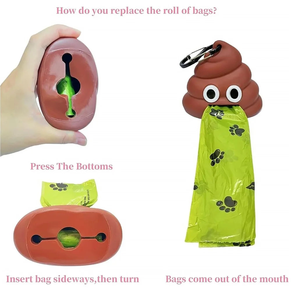 Cute Poop Shaped Pet Waste Bag Holder Portable Garbage Bag Storage Box Biodegradable Poop Bag Dispenser for Dogs and Cats