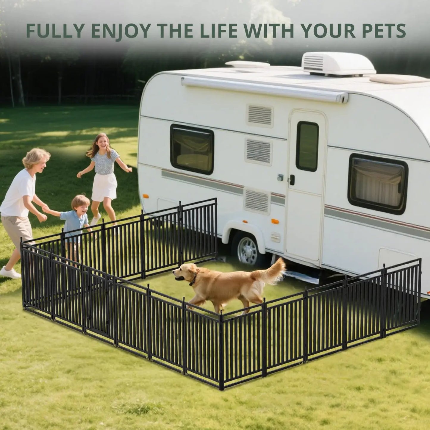 Outdoor Dog Pen (for use in the yard) Indoor Dog Playpen (movable) 40 inches high 16 bars Black - Silver