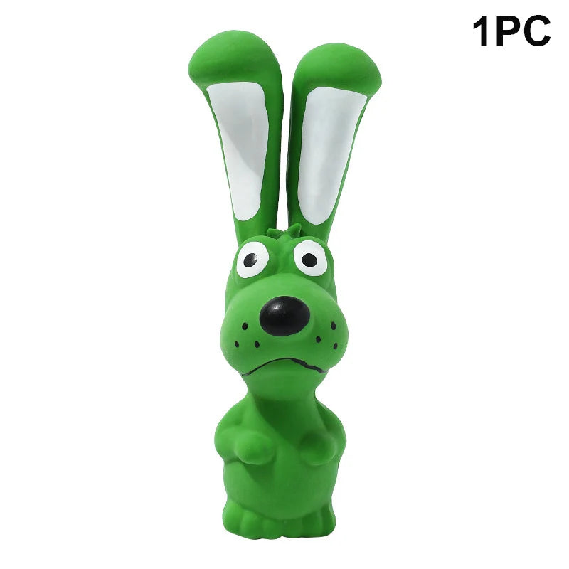 Dog Chew Toy Rubber Rabbit Shape Pet Squeaky Toys For Small Medium Dogs Interactive Teeth Cleaning Sounding Dog Toy Pet Supplies