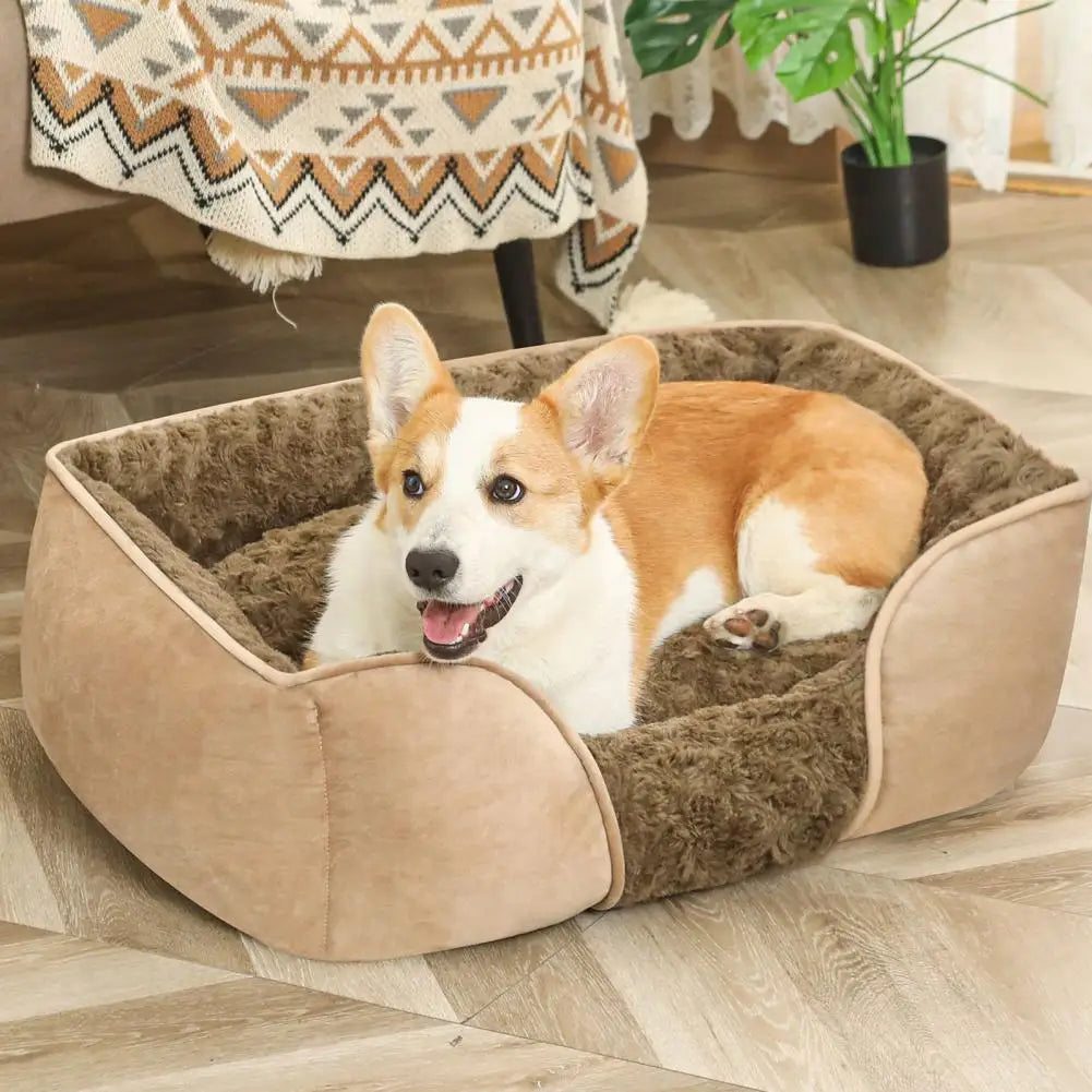 Rectangle Pet Bed Machine Washable Pet Sleeping Sofa With Removable Cushion Four Seasons Non-Slip Bottom Pet Bed