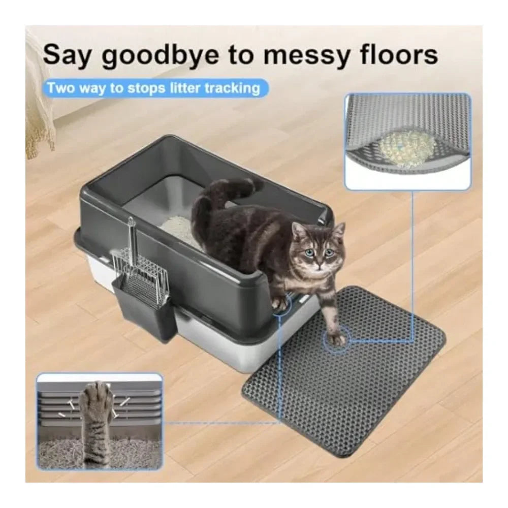 Cat Litter Box Litter Box Cat AccessoriesStainless Steel Cat Litter Box With Lid And Drawer Design For Indoor All Lifestyles Cat