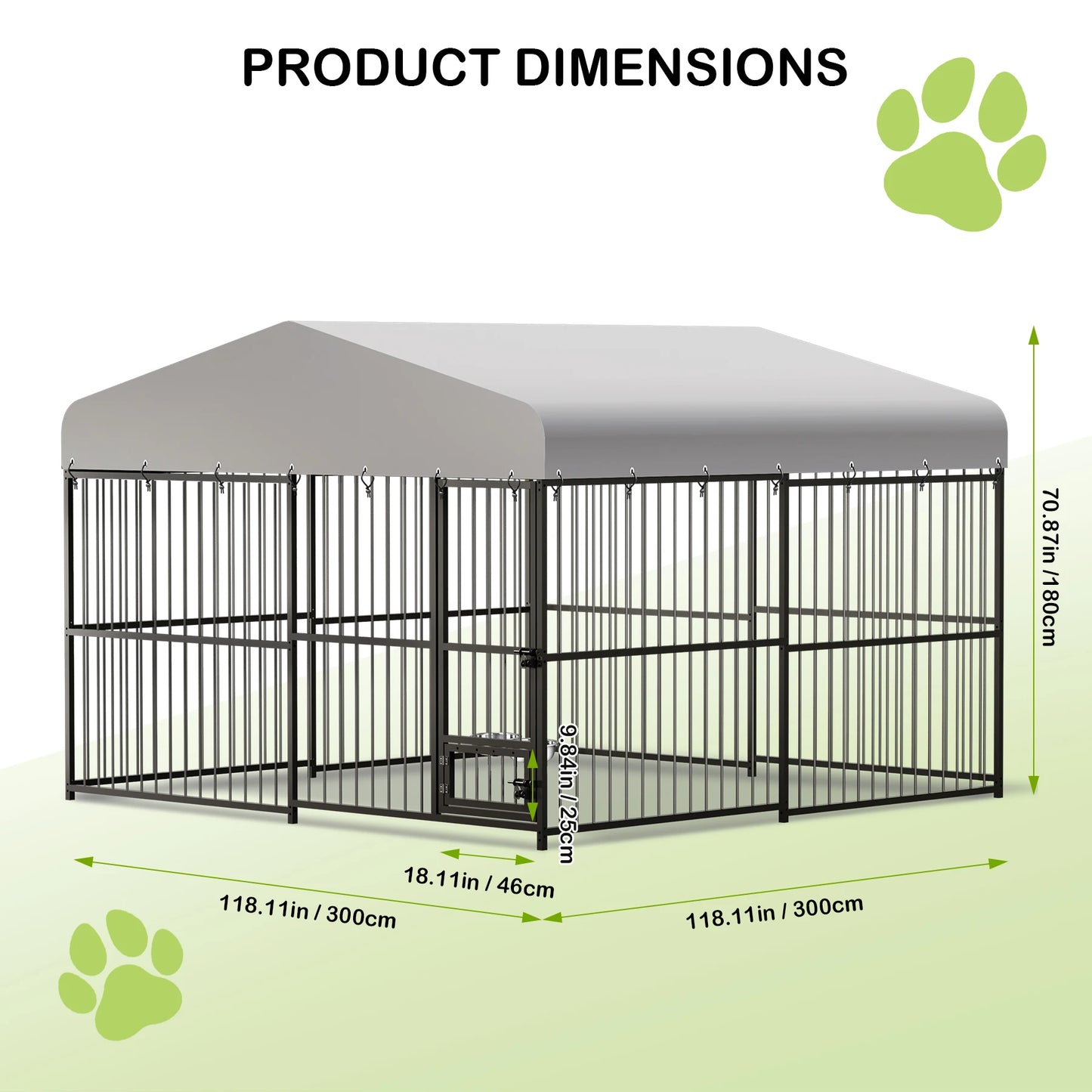Large Dog Kennel Outside Heavy-Duty Outdoor Dog Cage Walk-in Pet Playpen with Roof, Double Lock, Enclosures with UV-Resistant