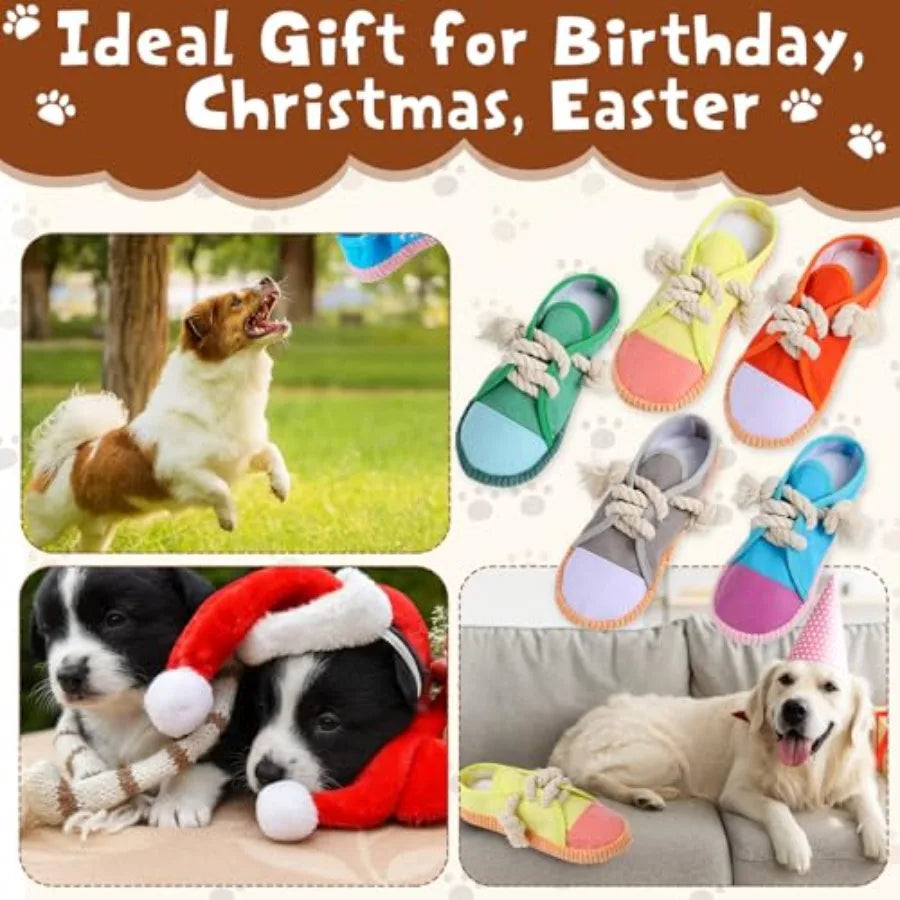 5 Pack Dog Chew Toys Shoes Shape Interactive Rope Tug of War Dog Toys Durable and Safe Playing Shoes for Small Medium Large Dog