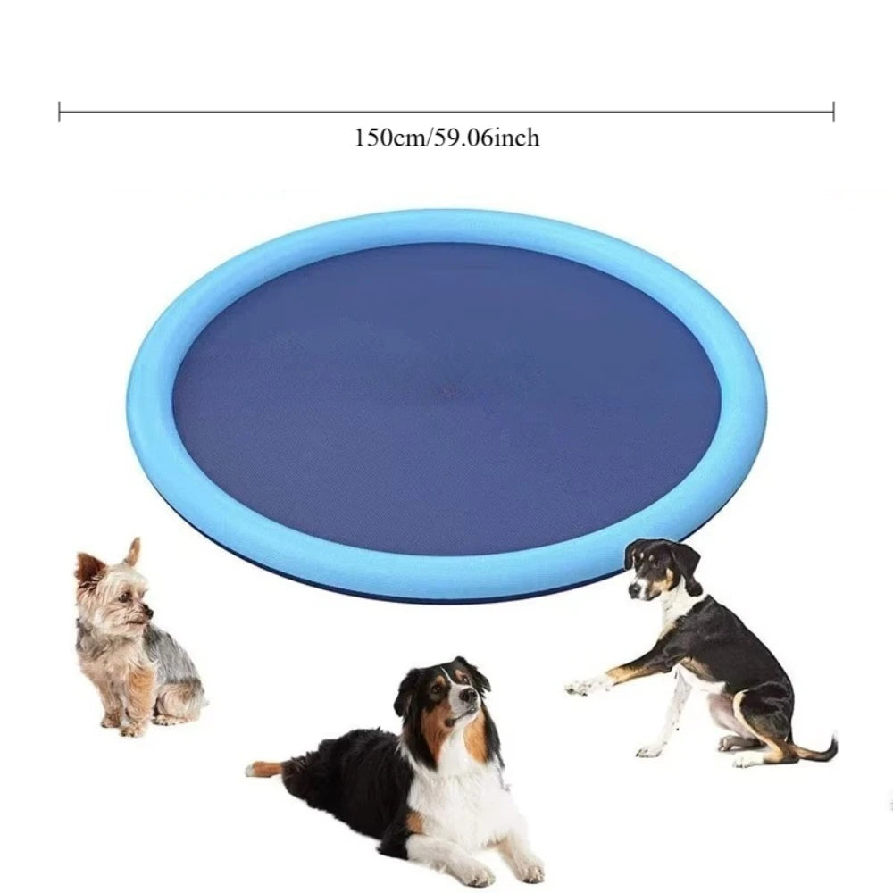 Dog Sprinkler Splash Pad Non Slip Pet Swimming Pool Foldable Outdoor Water Play Mat for Dog Cats Summer Outdoor Cooling Bath Tub