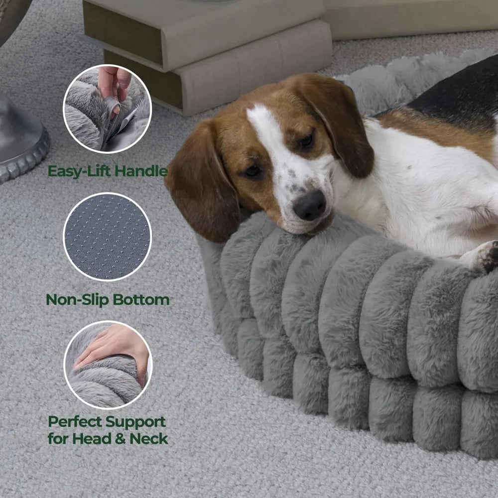 30" Donut Dog Bed, Round Orthopedic Pet Bed with Anti-Slip Bottom, Washable, Gray