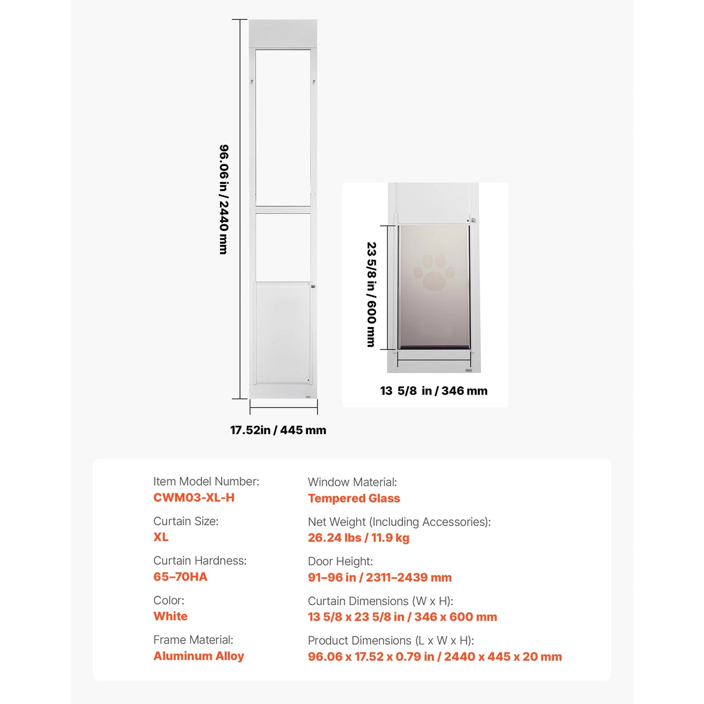 SucceBuy Dog Door for Sliding Glass Door Aluminum Alloy Frame with Rotating Hinges Lock Design Sliding Glass Pet Door for Renter