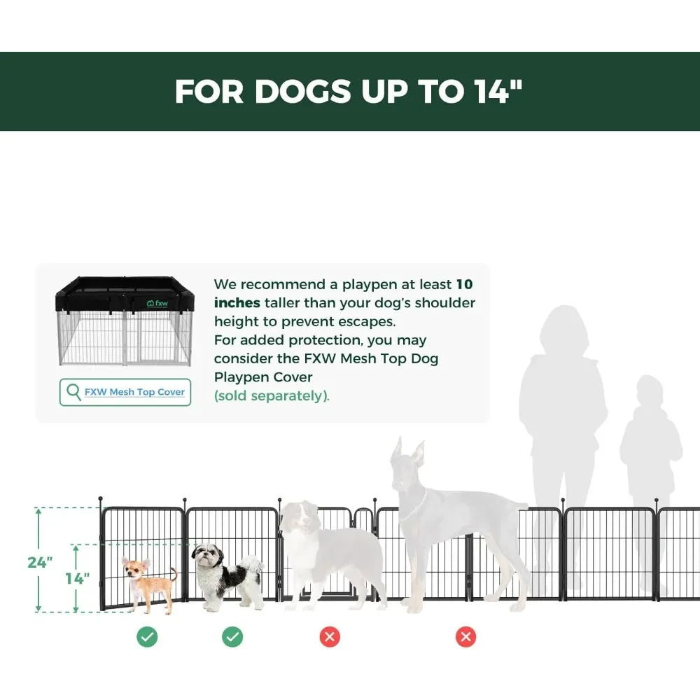 Rollick Unleashed Dog Playpen for Indoor, Yard, RV Camping, 24 inch 24 Panels for Small and Puppy Dogs