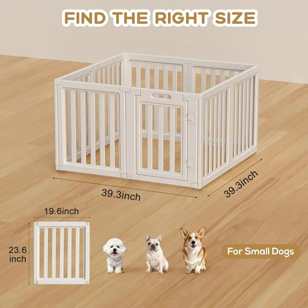 Clear Dog Play Pen,Pet Playpen with Door,Easy to Clean and Install Puppy pens or Both Indoor and Outdoor use (White, 23.6 inch H