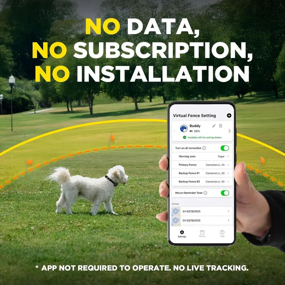 Wireless Dog Fence with GPS, No Monthly Fees, Customizable Boundary, Waterproof Collar for Dogs Over 15 Lbs