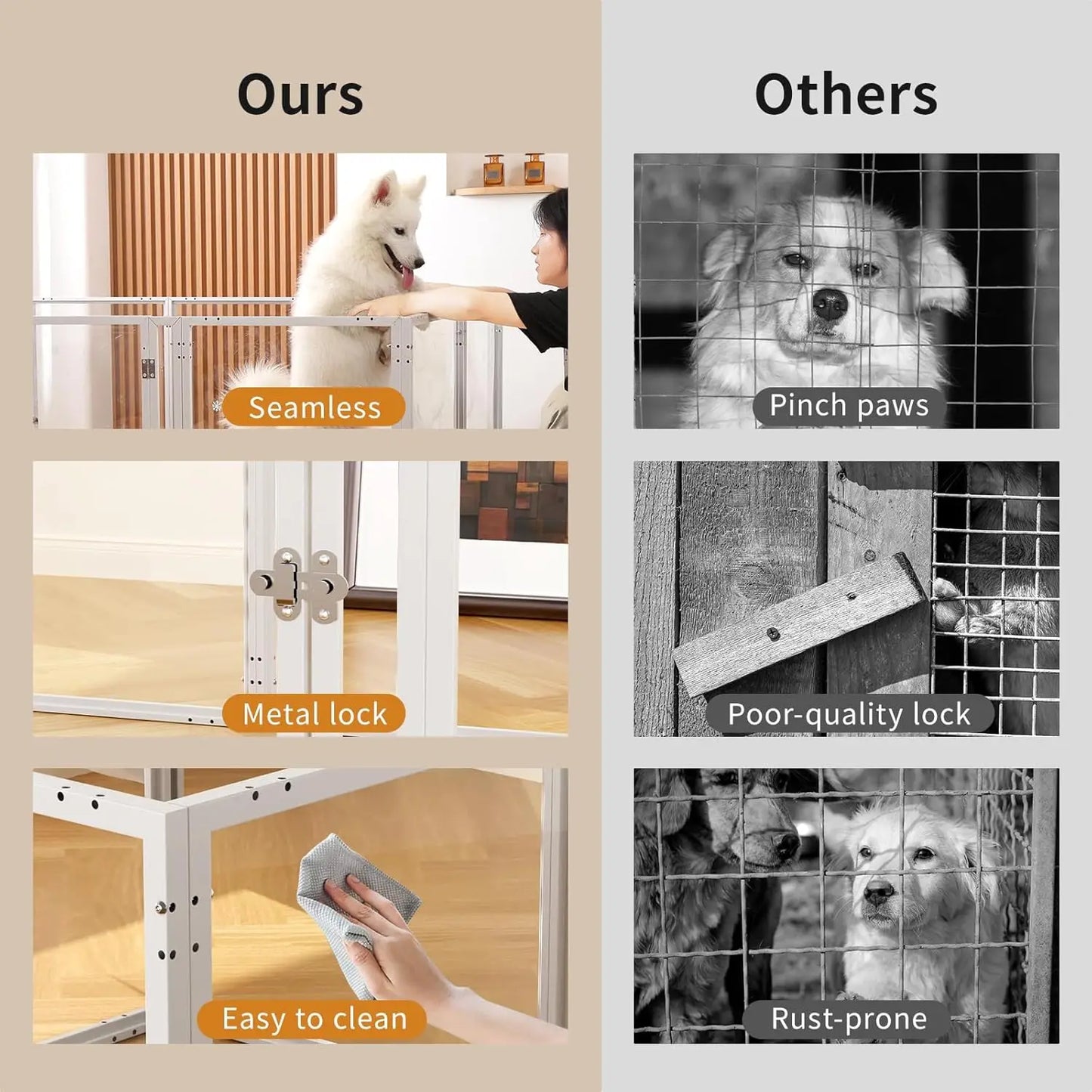 39-Inch Clear Acrylic Pet Playpen with Door - Indoor/Outdoor Use, Easy Setup for Small Dogs & Cats