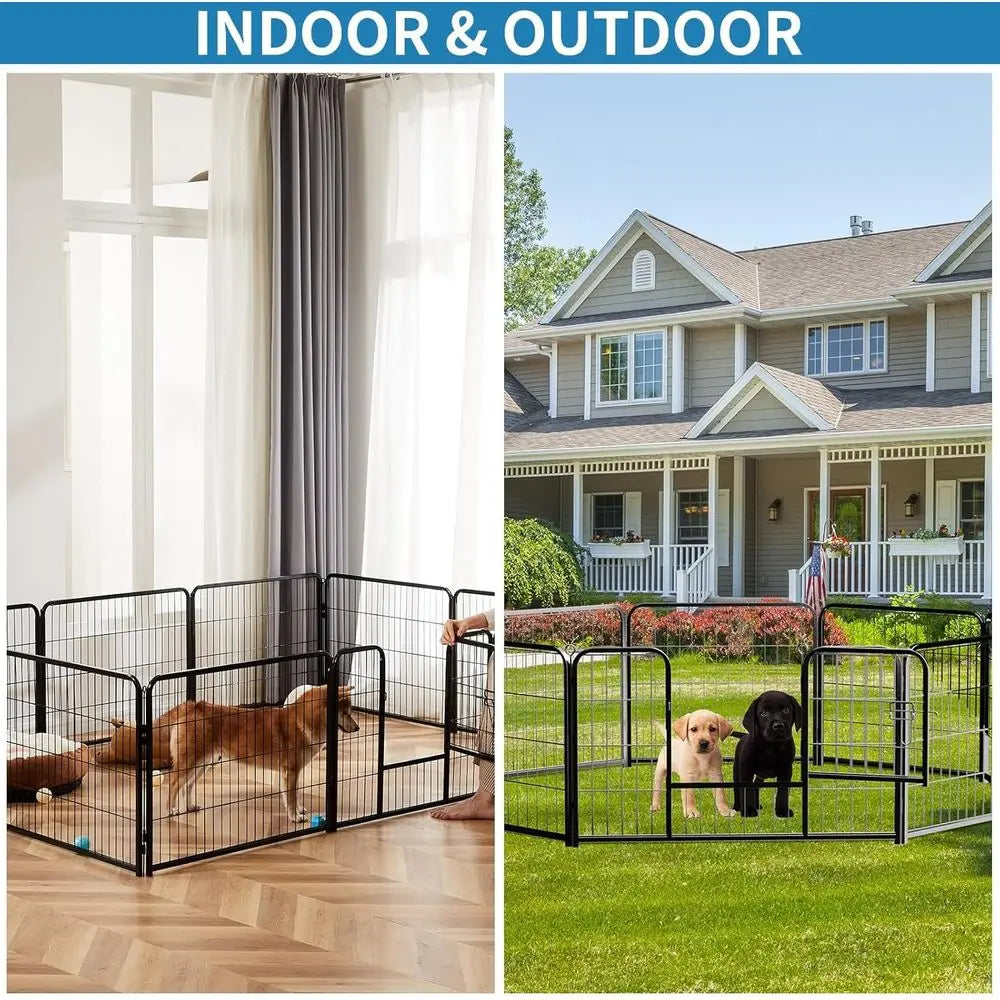 Adjustable 8-Panel Heavy-Duty Metal Dog Playpen, 32 Tall, Suitable for Indoor and Outdoor Use