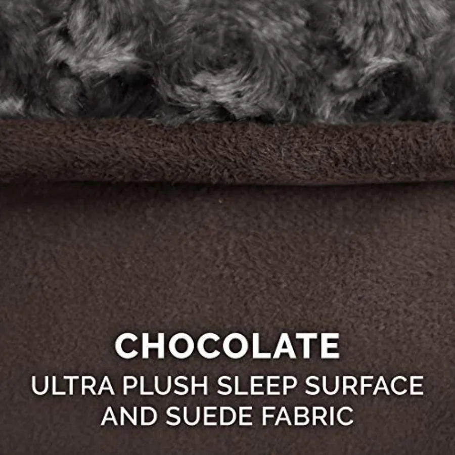 Cooling Gel Dog Bed for Large Dogs w/ Removable Washable Cover For Dogs Up to 150 lbs - Ultra Plush Faux Fur Suede Luxe Lounger