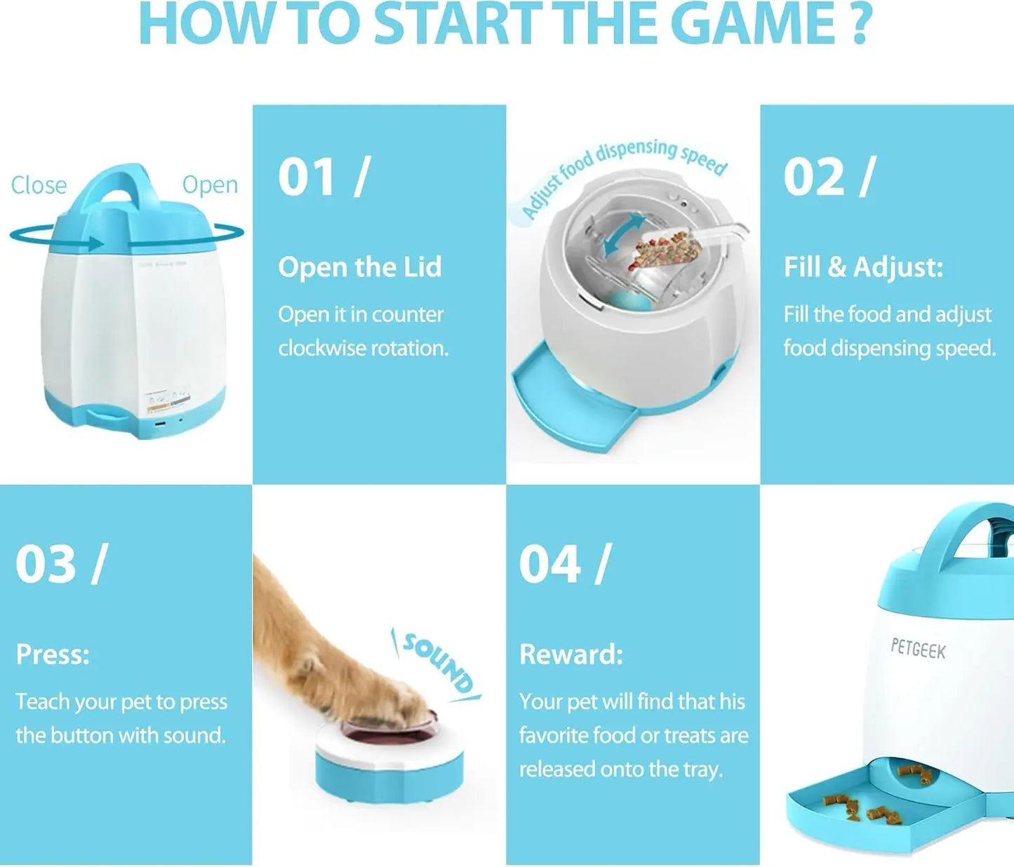 Automatic Dog Treat Dispenser with Remote Control, Puzzle Training Toy for IQ Development and Interactive Feeding