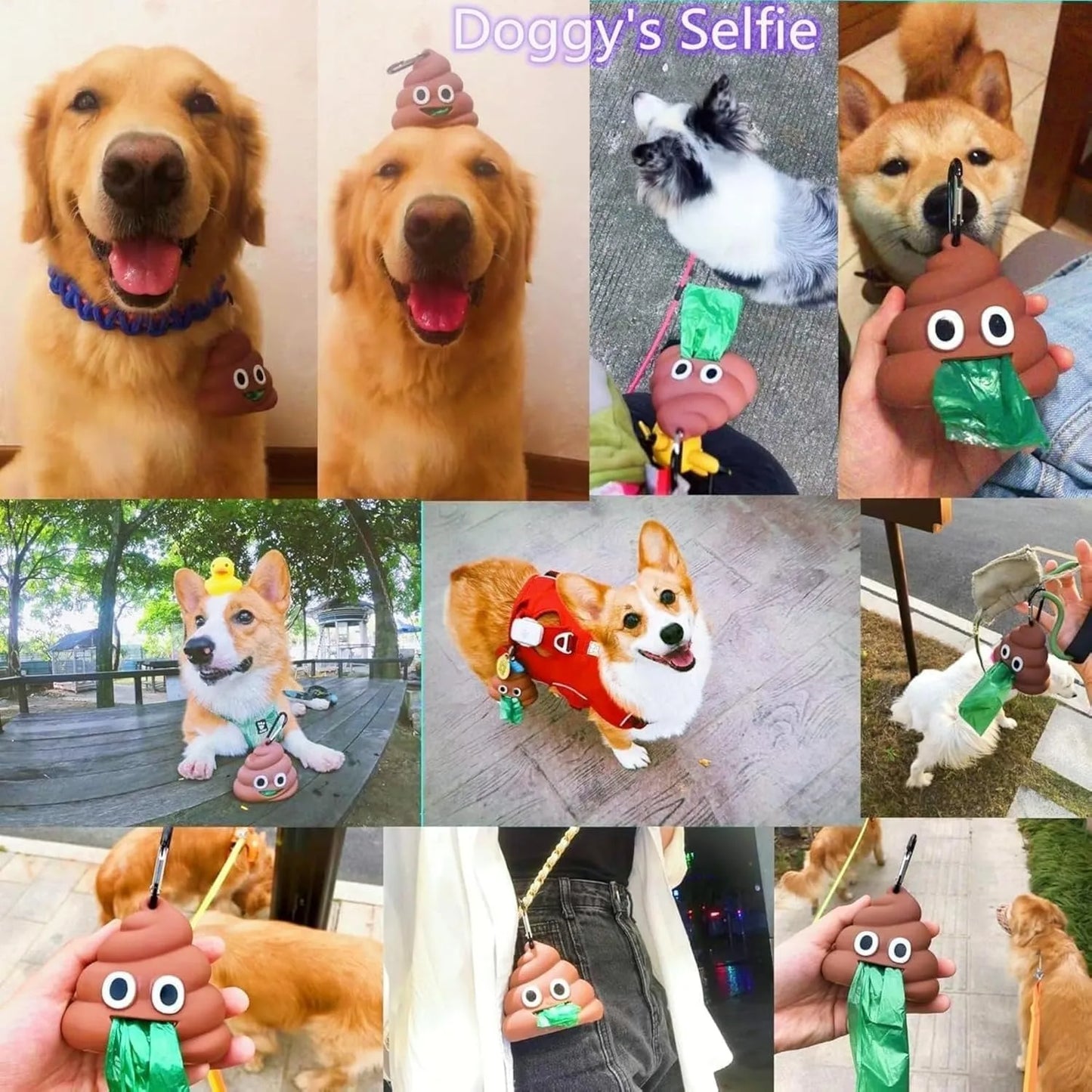 Cute Poop Shaped Pet Waste Bag Holder Portable Garbage Bag Storage Box Biodegradable Poop Bag Dispenser for Dogs and Cats
