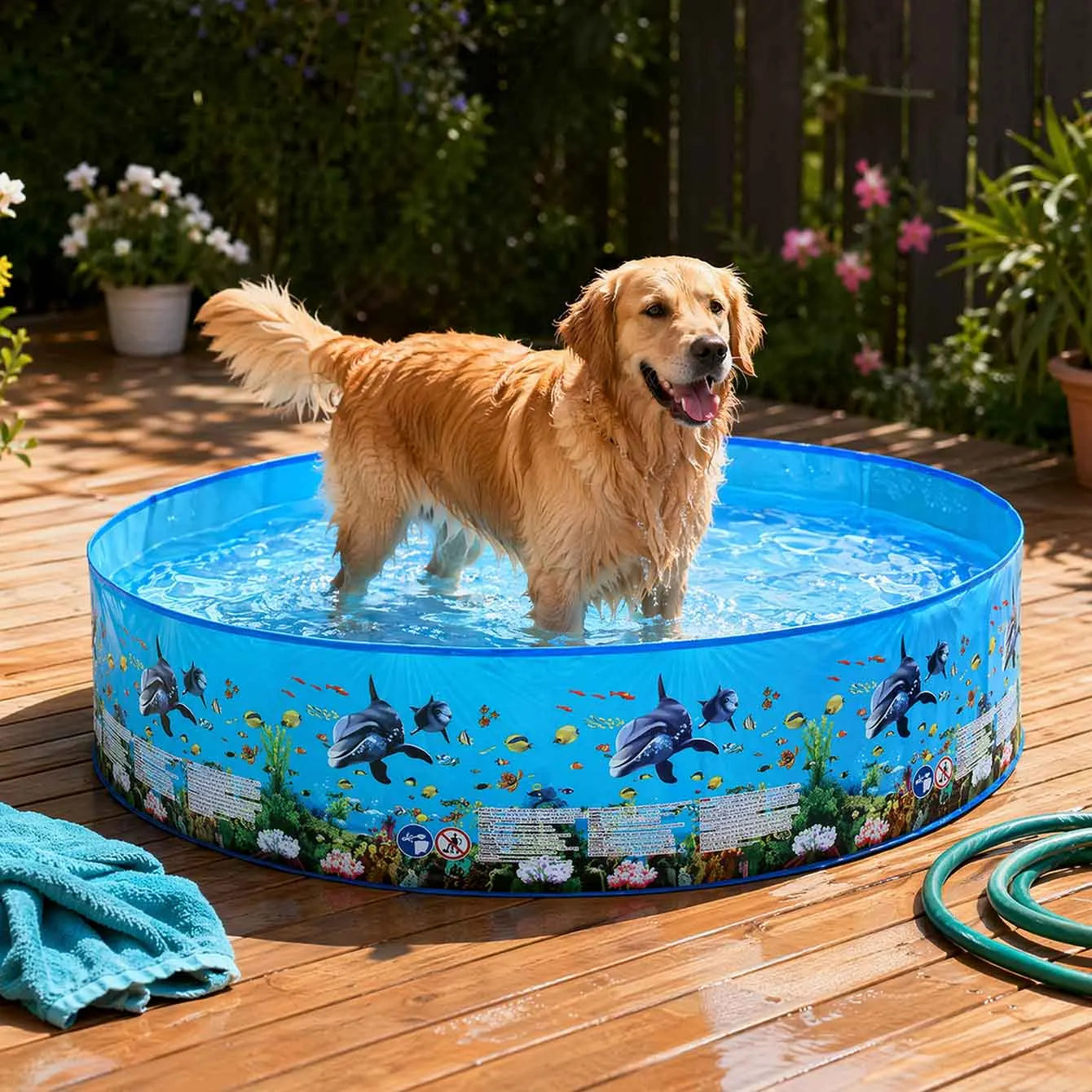 1PC Foldable Pet Swimming Pool, Round PVC Dog Bath Pool, Portable Outdoor Water Pool for Backyard Garden Summer Splash