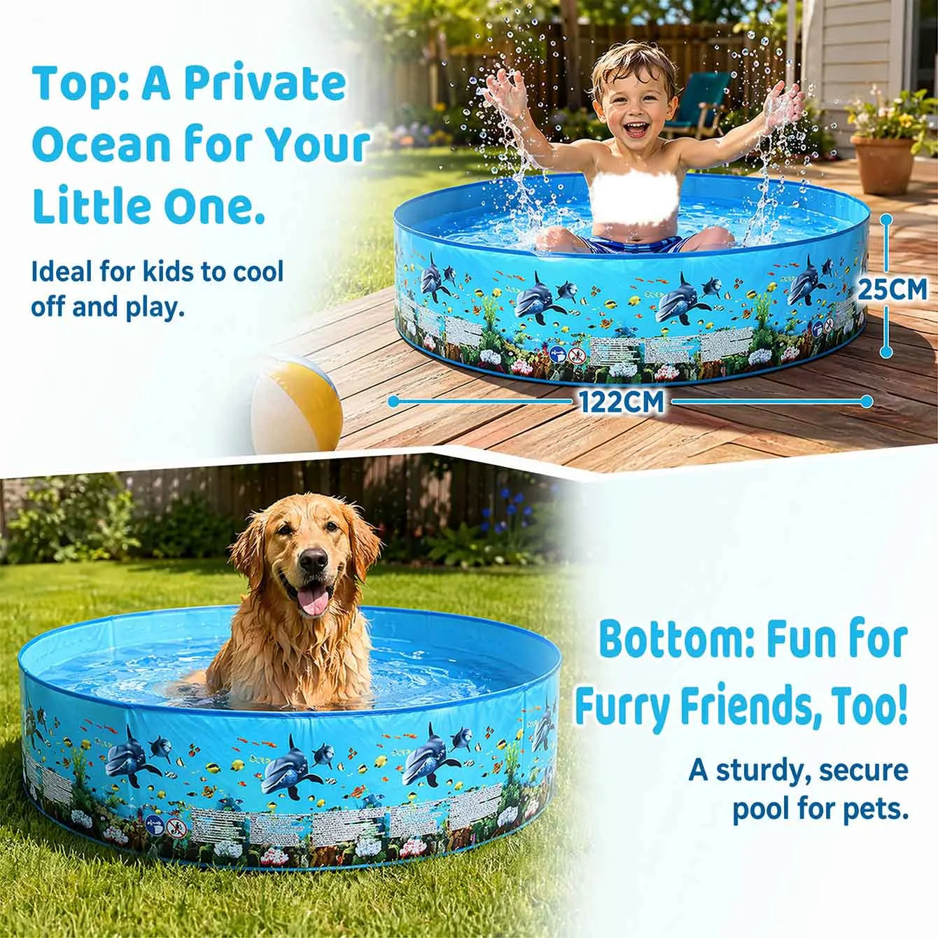 1PC Foldable Pet Swimming Pool, Round PVC Dog Bath Pool, Portable Outdoor Water Pool for Backyard Garden Summer Splash