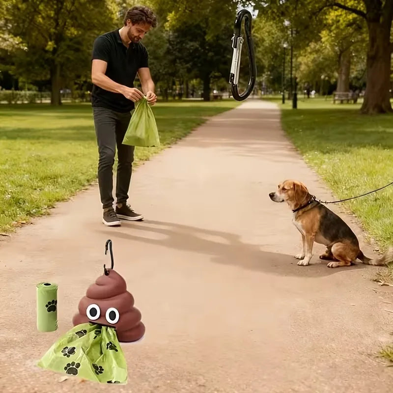 Cute Poop Shaped Pet Waste Bag Holder Portable Garbage Bag Storage Box Biodegradable Poop Bag Dispenser for Dogs and Cats