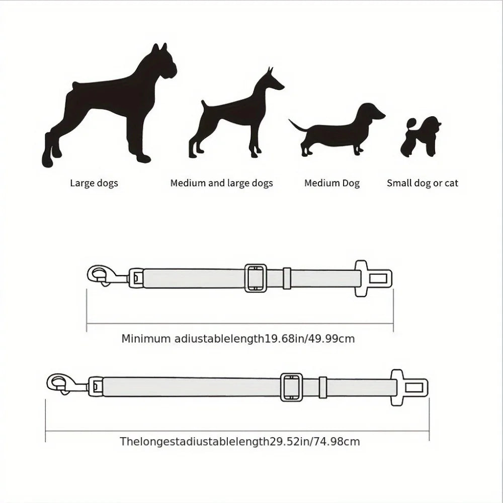Pet Car Safety Harness: Adjustable Dog Seat Belt for Small to Large Breeds - Nylon Material