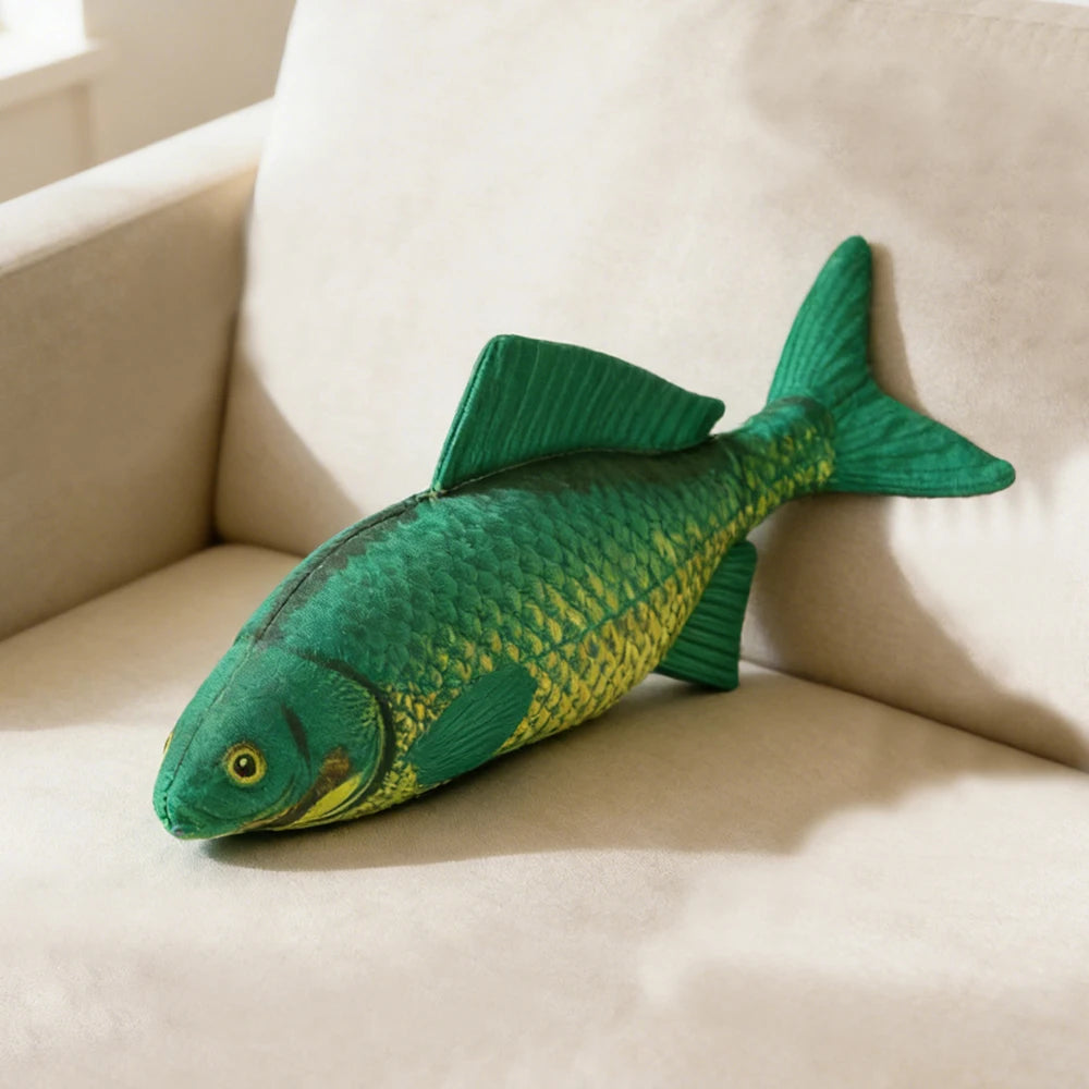 Pet Chew-Resistant Plush Interactive Toy with Sound, Simulated Carp Shape, Suitable for Large, Medium, and Small Pets Such as Cats and Dogs, Double-Layer Fabric, Built-In Airbag