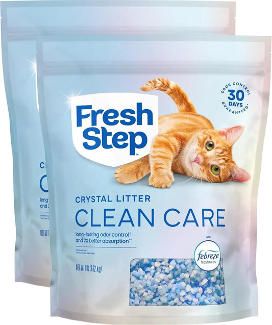 Lightweight Crystal Cat Litter with Febreze Freshness, Long-Lasting Odor Control, Low Dust, 16 lbs (2 x 8 lb bag)