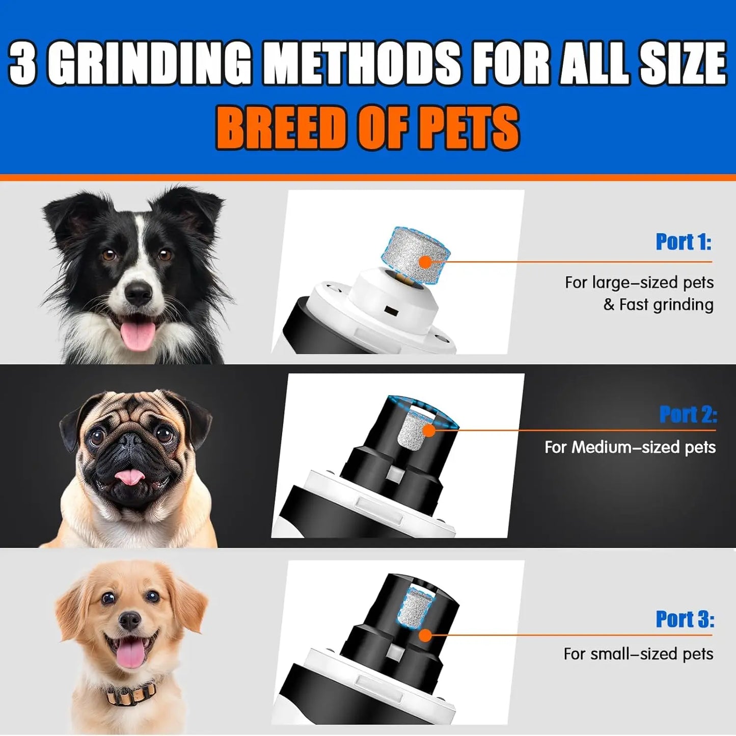 Electric Pet Nail Trimmer with Light, Quiet 2-Speed Grinder for Dogs & Cats, Grooming Supplies for All Sizes