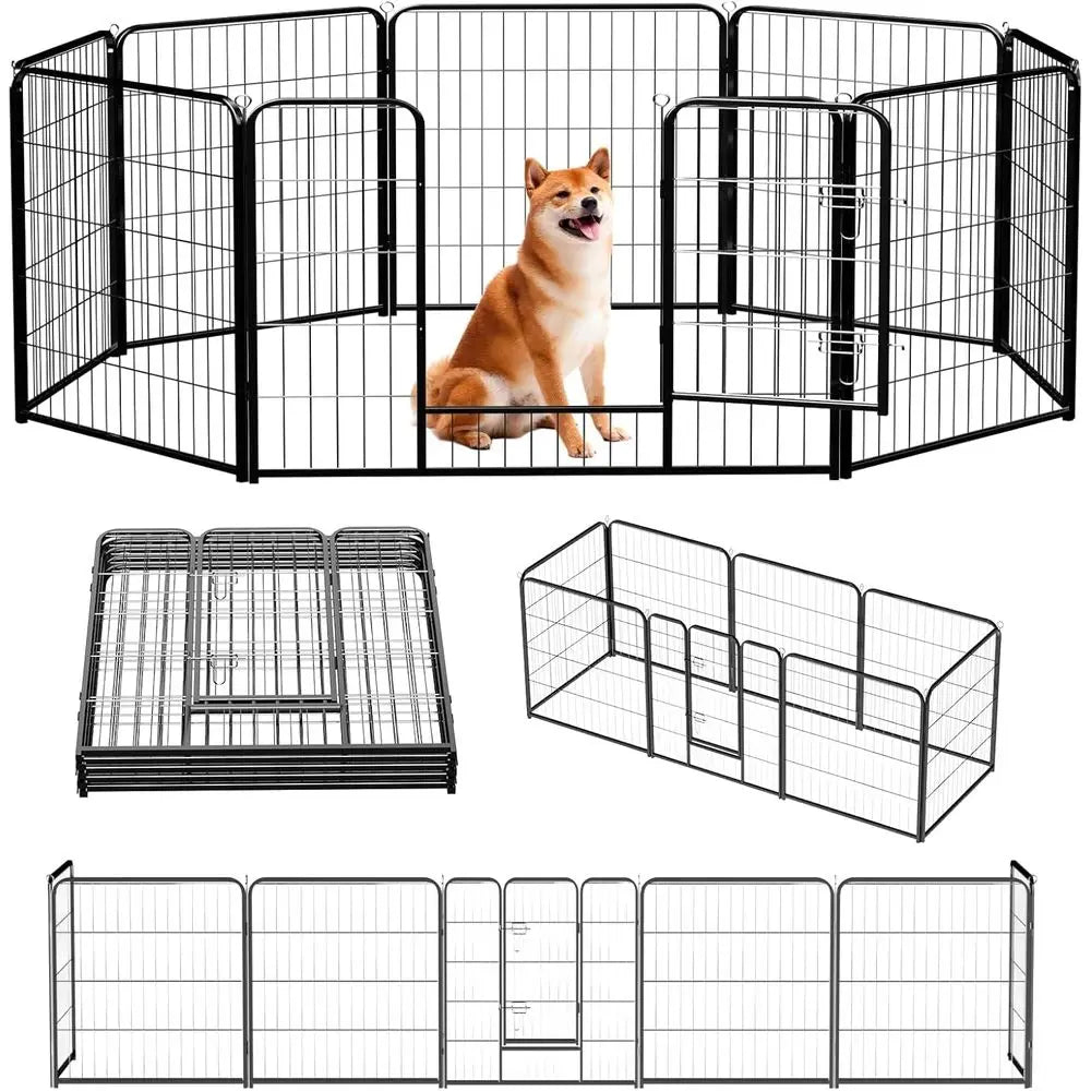Adjustable 8-Panel Heavy-Duty Metal Dog Playpen, 32 Tall, Suitable for Indoor and Outdoor Use