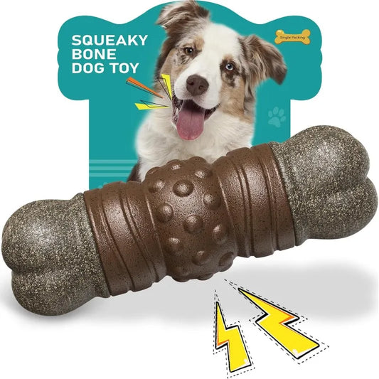 Dog Toys Squeaky Sounding Bones Grinding Teeth Cleaning Chew Toys Tough Nylon Rubber Medium Large Dogs Interactive Training