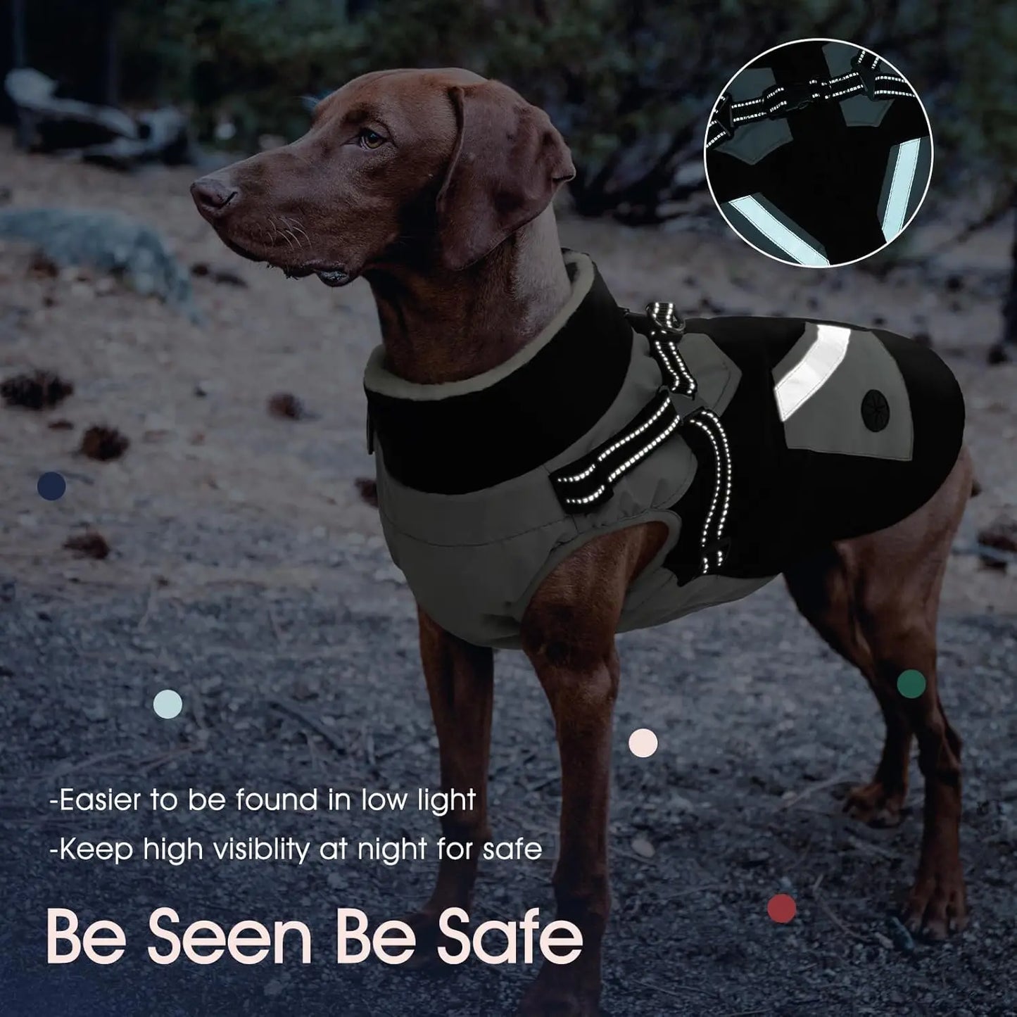 Winter Waterproof Dog Coat - Black, XLarge Zip Up Vest Jacket Fleece Snowsuit for Large Dogs Beagle Cocker Spaniel Border Collie