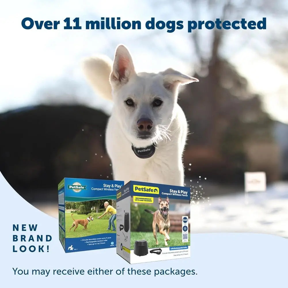 Portable Wireless Dog Fence - No Digging Needed - Covers Up to 3/4 Acre - Suitable for Dogs Over 5lbs