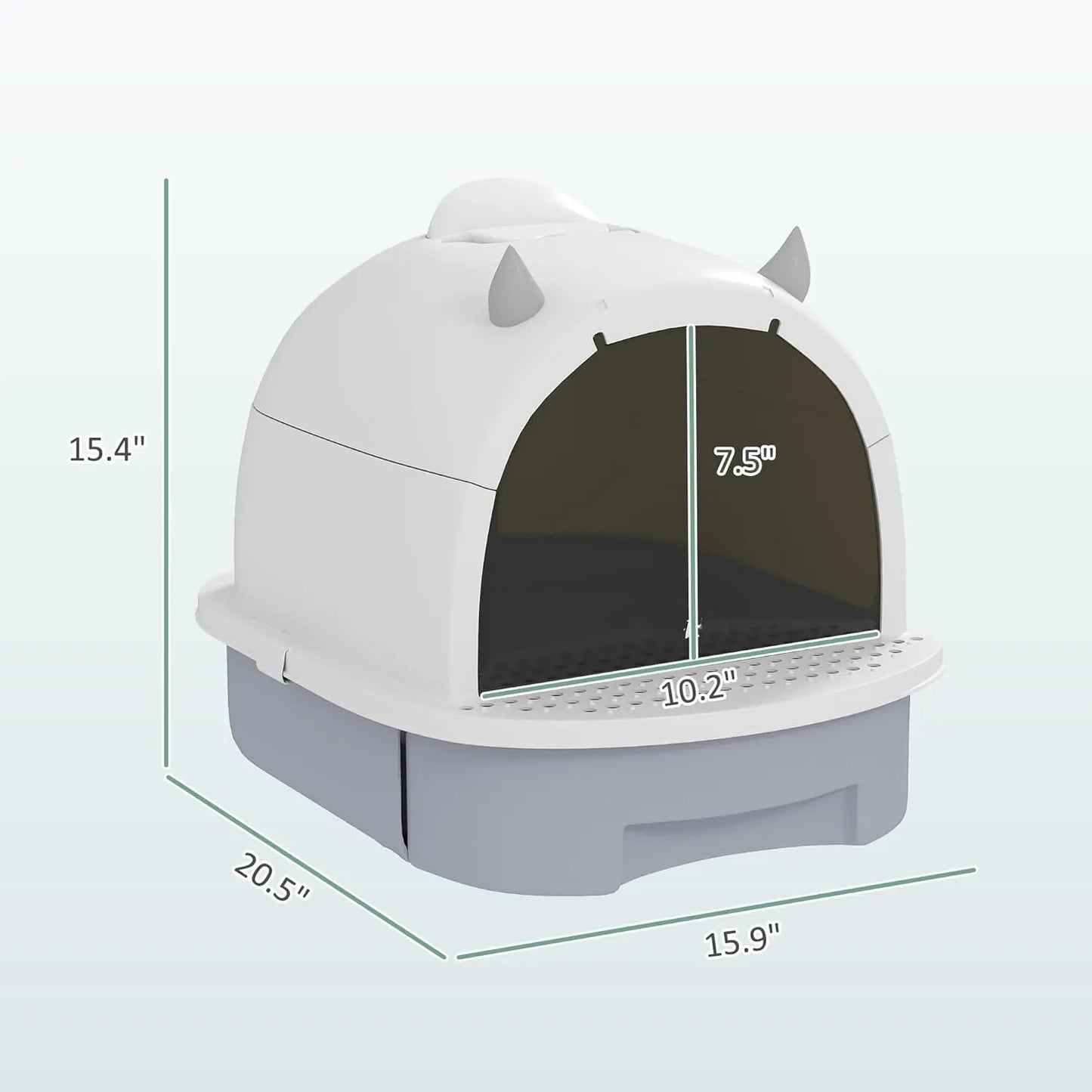Enclosed Cat Litter Box Odor Control Replaceable Bags Slide Drawer Scoop Front Entry Pedal 15.9x20.5x15.4in Custom