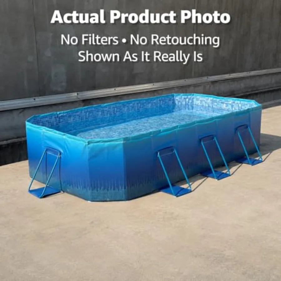 Backyard swimming pool for kids adults and dogs; metal frame with thick PVC material; blue color; non-inflatable foldable colla