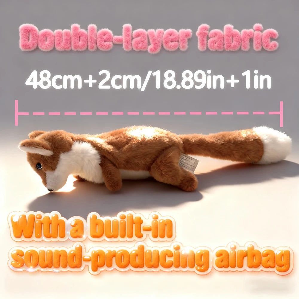 Pet-Resistant Chewable Plush Interactive Cartoon Toy with Sound, Simulated Fox Shape, Suitable for Large, Medium, and Small Pets Like Cats and Dogs, Double-Layer Fabric Without Filling, Bite-Resistant, Built-In Airbag