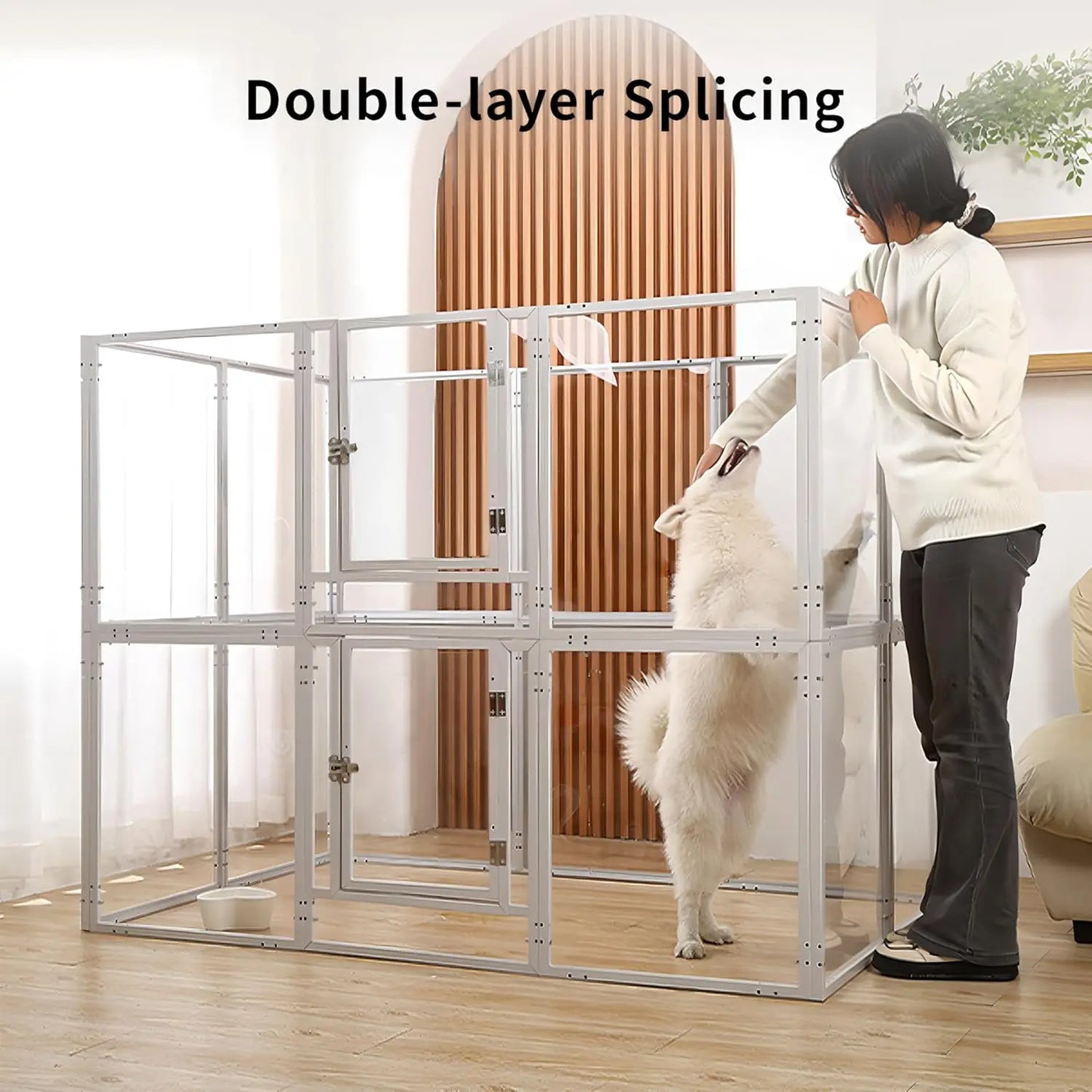 39-Inch Clear Acrylic Pet Playpen with Door - Indoor/Outdoor Use, Easy Setup for Small Dogs & Cats