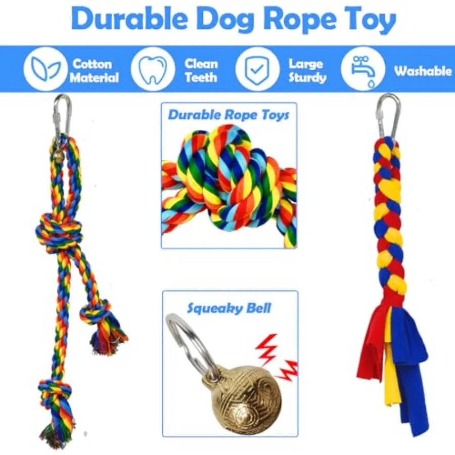 Outdoor Dog ToyInteractive Exercise Game in Yard Park Tug of War for Large Medium Small Dog Puppy with 2 Rope Toy and Be