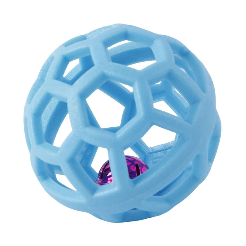 Pet Dog Hollow Ball Toy With Bell Natural Rubber Chew Toy Dog Interactive Balls Puppy Training Teeth Cleaning Hollow Toys Ball
