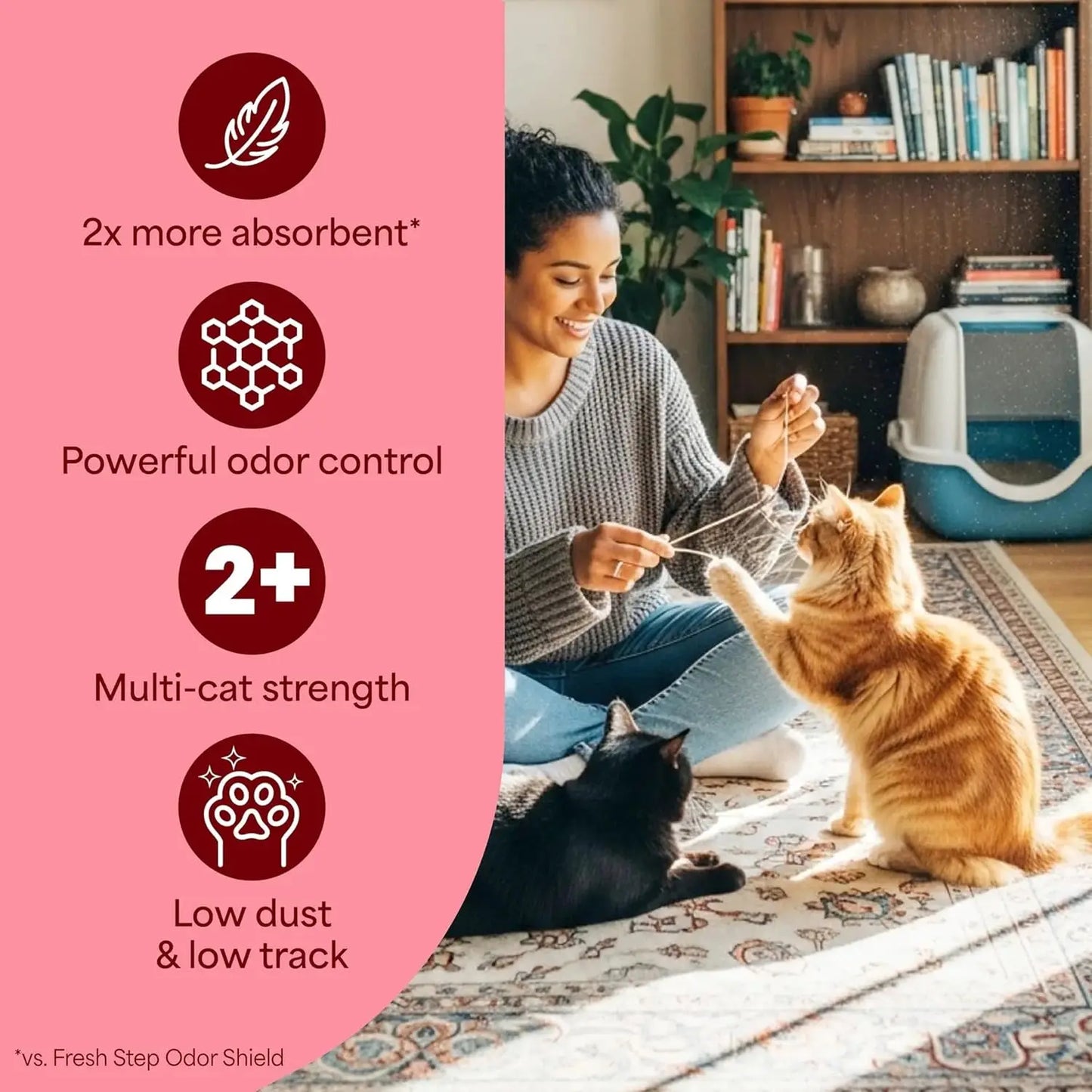 Lightweight Crystal Cat Litter with Febreze Freshness, Long-Lasting Odor Control, Low Dust, 16 lbs (2 x 8 lb bag)
