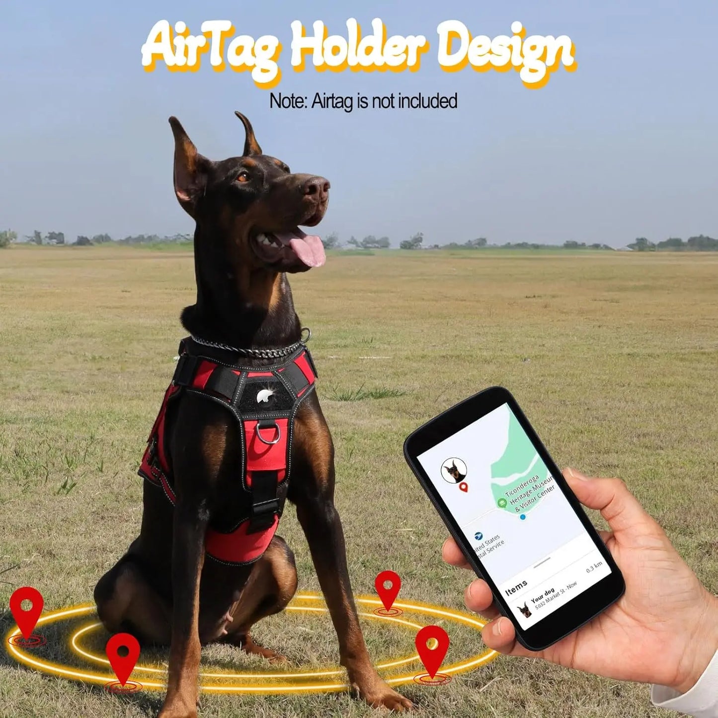 Tactical Dog Harness with Metal Buckles, Reflective No-Pull Vest for Large Medium Dogs, Red L