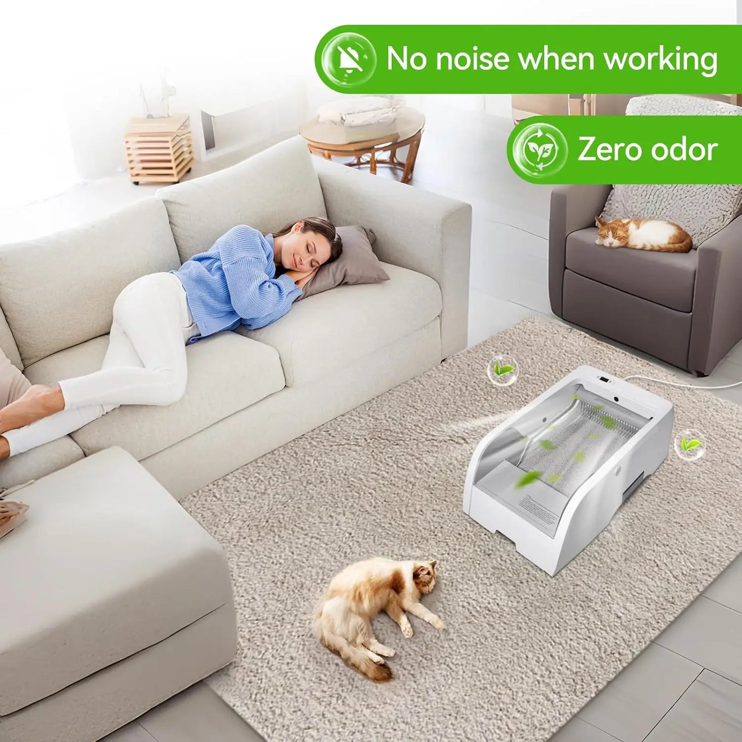S6 Self Cleaning Litter Box, Upgraded Automatic Cat Litter Box Self Cleaning That Can Use Clumping Cat Litter, Open, Customized