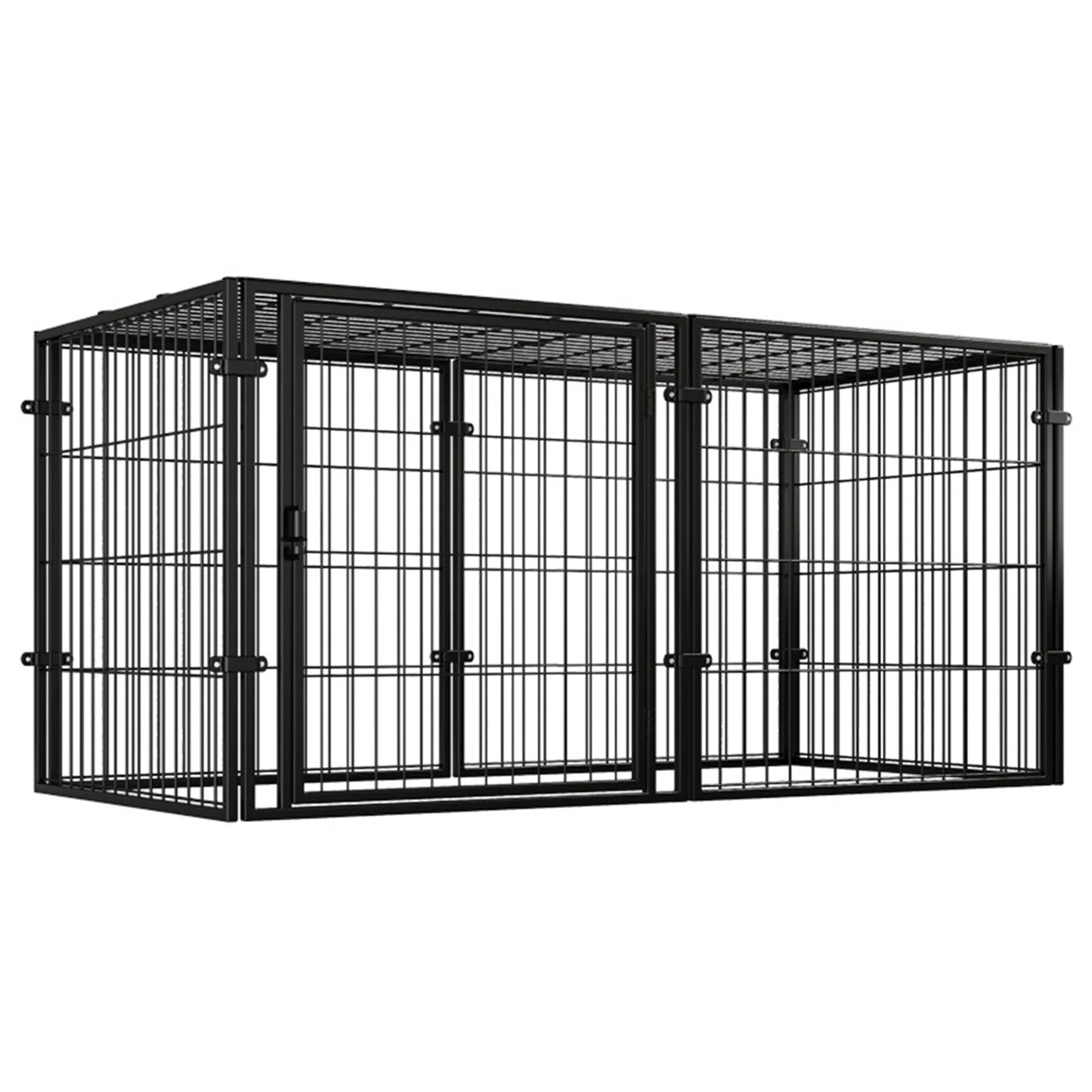 48 Inch Puppy Playpen with Door Heavy Duty Wire Dog Crates Metal Grid Dogs Cage Kennel Stackable for Puppy/Small Dog/Rabbit/Pig