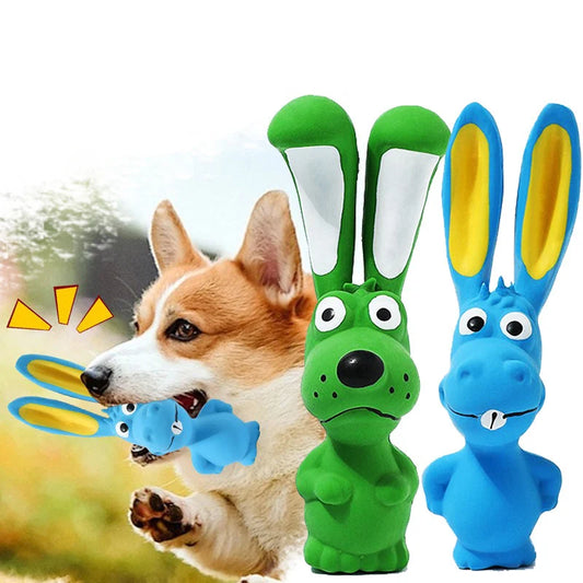 Dog Chew Toy Rubber Rabbit Shape Pet Squeaky Toys For Small Medium Dogs Interactive Teeth Cleaning Sounding Dog Toy Pet Supplies