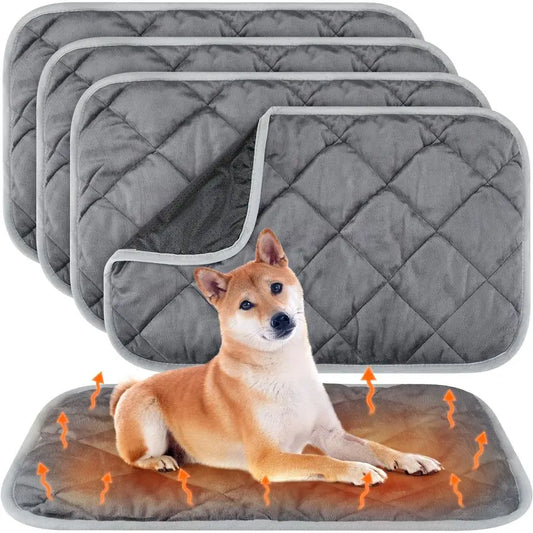 4 Pack Self Heating Cat Pad Self Warming Dog Mat Reflects Body Heat Extra Warm Thermal Pet Pad Washable Dog Cat Bed Crate Bed Ma