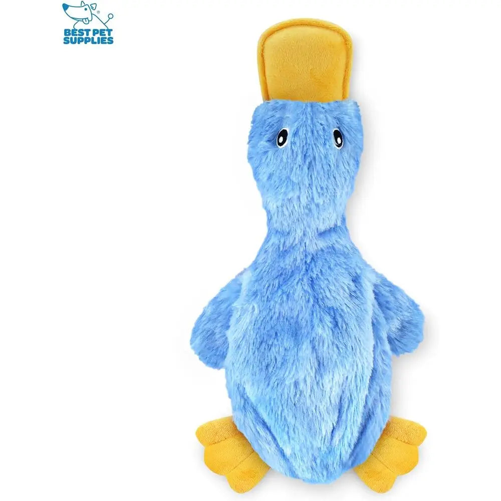 Pet Supplies Interactive Squeaky Dog Chew Toy, Ideal for Small, Medium & Large Dogs, and Pet Lovers - Crinkle Duck (Blue), Large