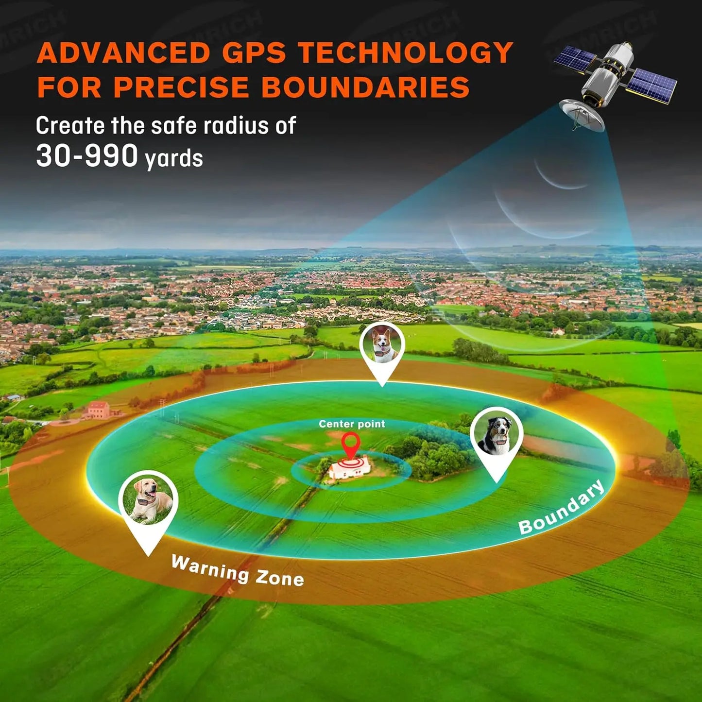 2 in1 GPS Wireless Dog Fence, Electric Dog Fence, IPX7 Waterproof Pet Containment System with 3 Training Modes Invisible Fence w