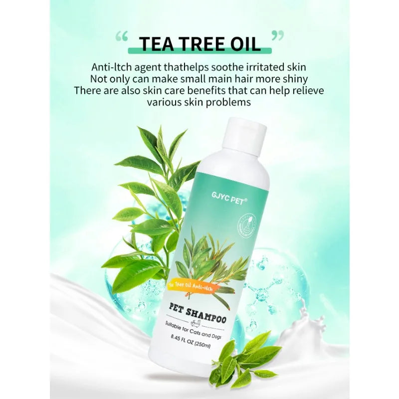 Tea Tree Oil Pet Shampoo for Dogs Cats Anti Itch Bath Wash with Allergy Relief Smell Reduction Inflammation Soothing
