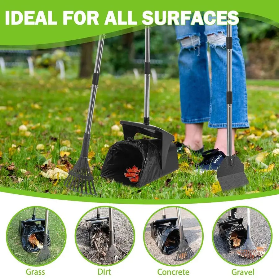 Dog Pooper Scooper for Yard, Dog Poop Trash Can Outside Swivel Bin Rake Spade Kit for Large Medium Small Dogs with 40 Waste Bags