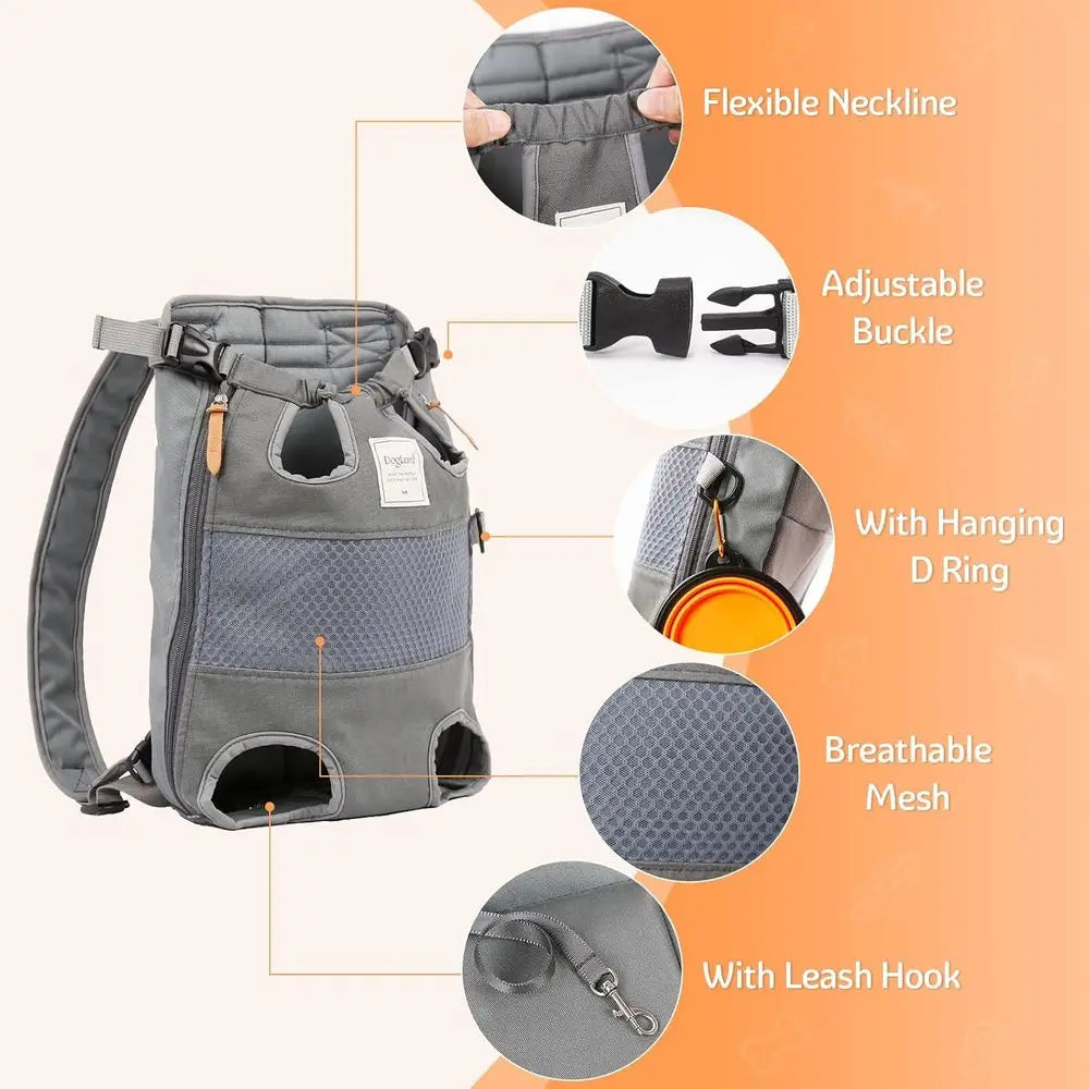 Pawsome Pet Backpack Carrier with Legs Out for Small to Medium Dogs - Airline Approved, Ideal for Travel, Hiking & Biking