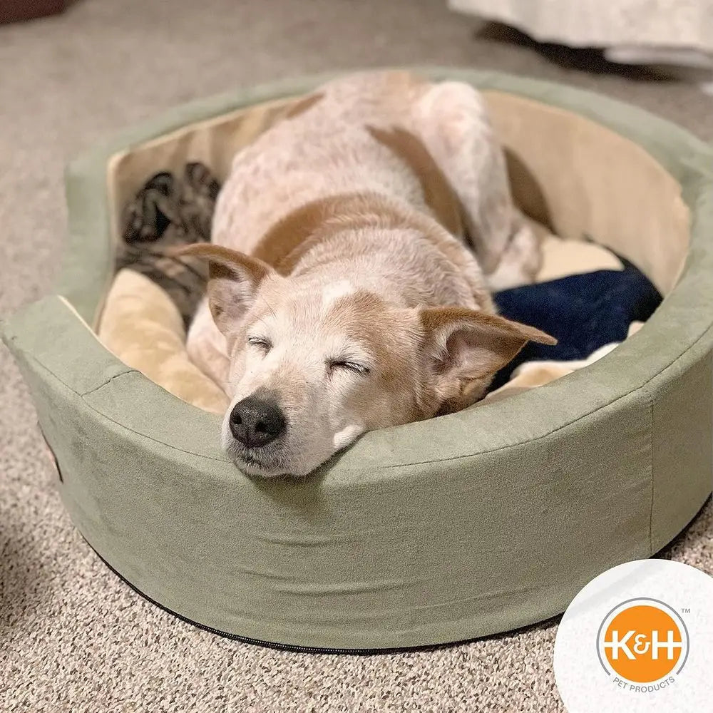 Heated Dog Bed Indoor, Thermo-Snly Sleeper with Removable Waterproo Heated Pad, Calming Pillow Pet Bed, hine Washable, Saety Lis