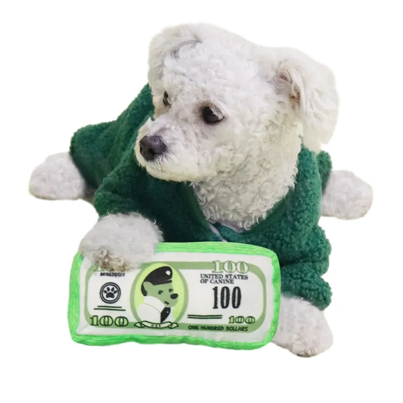 Simulation Money Dog Toys Funny Squeaky Sound Sounding Paper Resistance To Bite Chew Dog Toys Clean Teeth Puppy Toy Pet Supplies