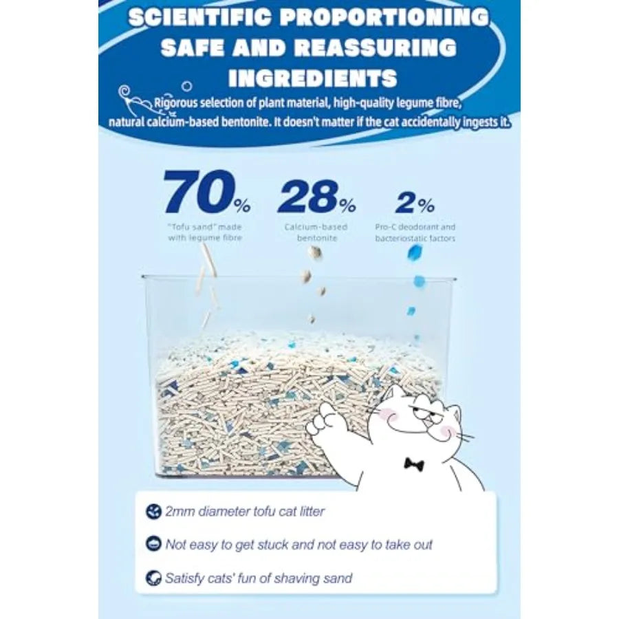 Tofu Cat Litter for Odor Control and Unscented Ultra Absorbent Water Flushable Bentonite Tofu Cat Litter Dust Free Scent Free 2