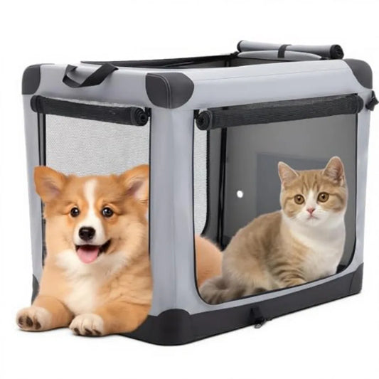 24 Inch Portable Foldable Soft Dog Crate for Small Dogs Travel Pet Carrier with Storage Bag Washable Pad Indoor Outdoor Kennel